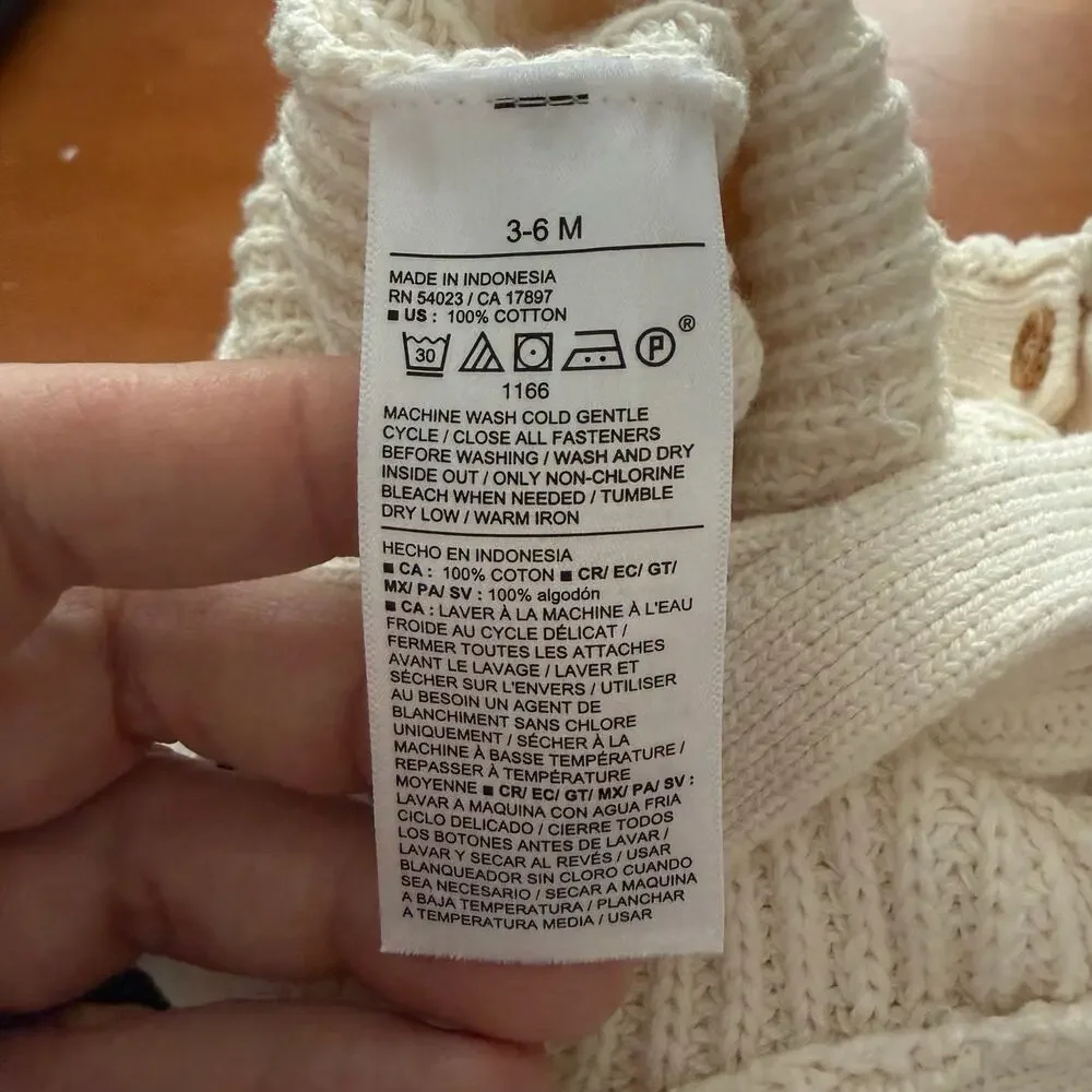 NWT Old Navy Knit Ribbed Sweater Overalls Romper 3-6 Months Baby Boy Girl